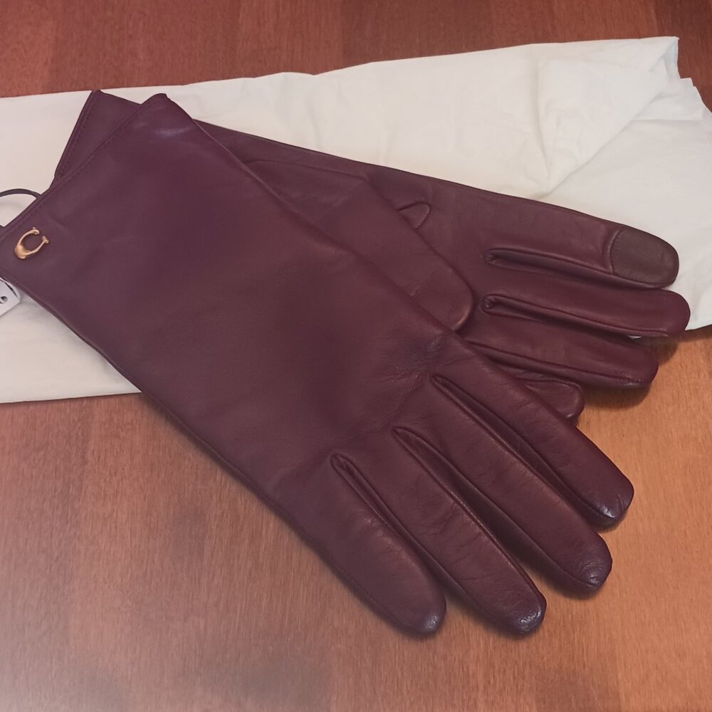 Coach cashmere lined leather gloves.